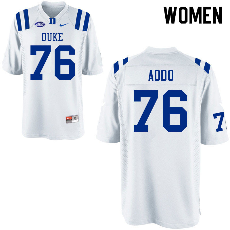 Women #76 Peace Addo Duke Blue Devils College Football Jerseys Sale-White